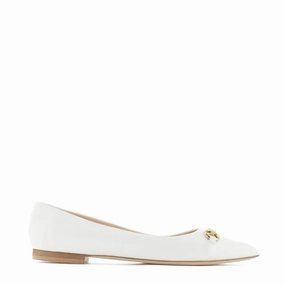 Seamless Internal Lining Reliable flair Vend?me Elita white calfskin leather ballerinas