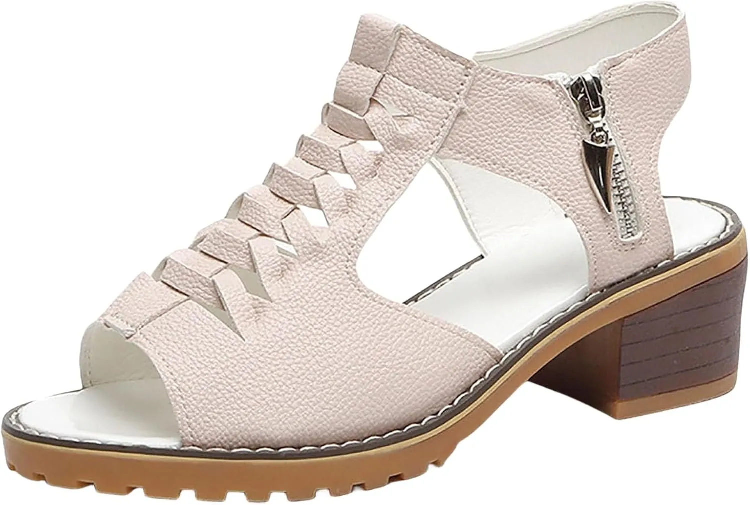 Wedge Sandals for Women Summer 2025 Fashion Toe Wedges Shoes Open Toe Cutout Zipper Chunky Heeled Sandals Ummer Beach Boho Comfortable Sandal with Arch Support Outdoor Shoes 2025
