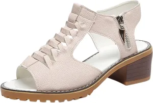 Wedge Sandals for Women Summer 2025 Fashion Toe Wedges Shoes Open Toe Cutout Zipper Chunky Heeled Sandals Ummer Beach Boho Comfortable Sandal with Arch Support Outdoor Shoes 2025