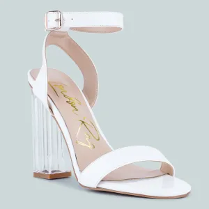 White Clear High Heeled Block Sandals