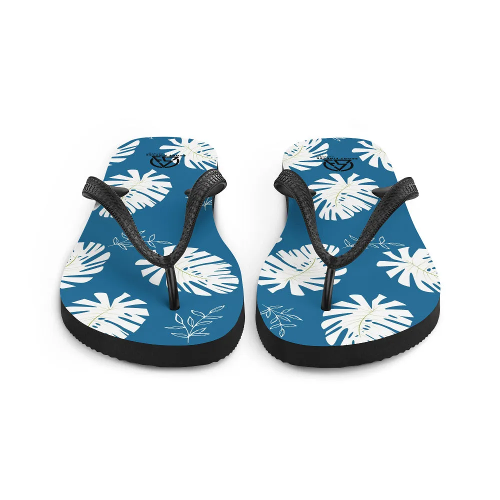 White Tropical Flower Flip-Flops