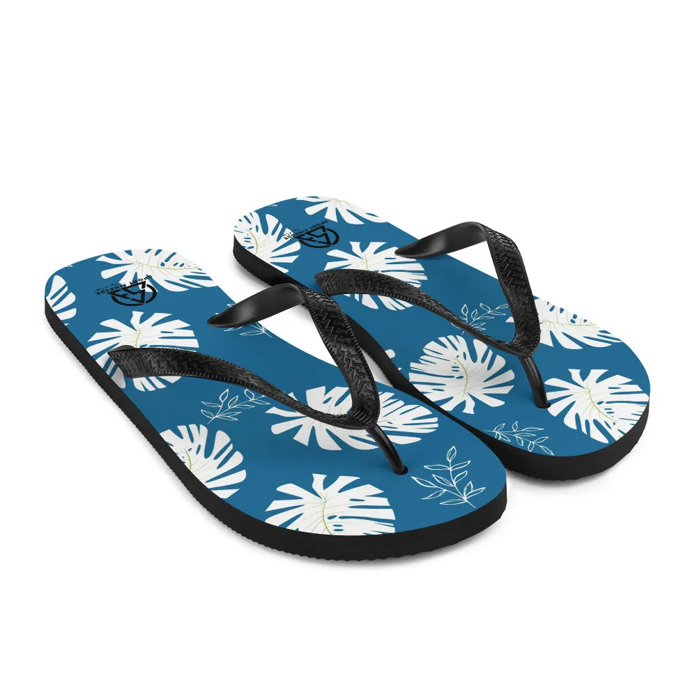 White Tropical Flower Flip-Flops