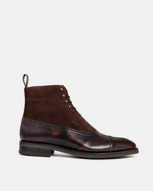 Museum Brown Leather and Brown Suede Balmoral Boot Seamless Comfort Rough Trail Hiker