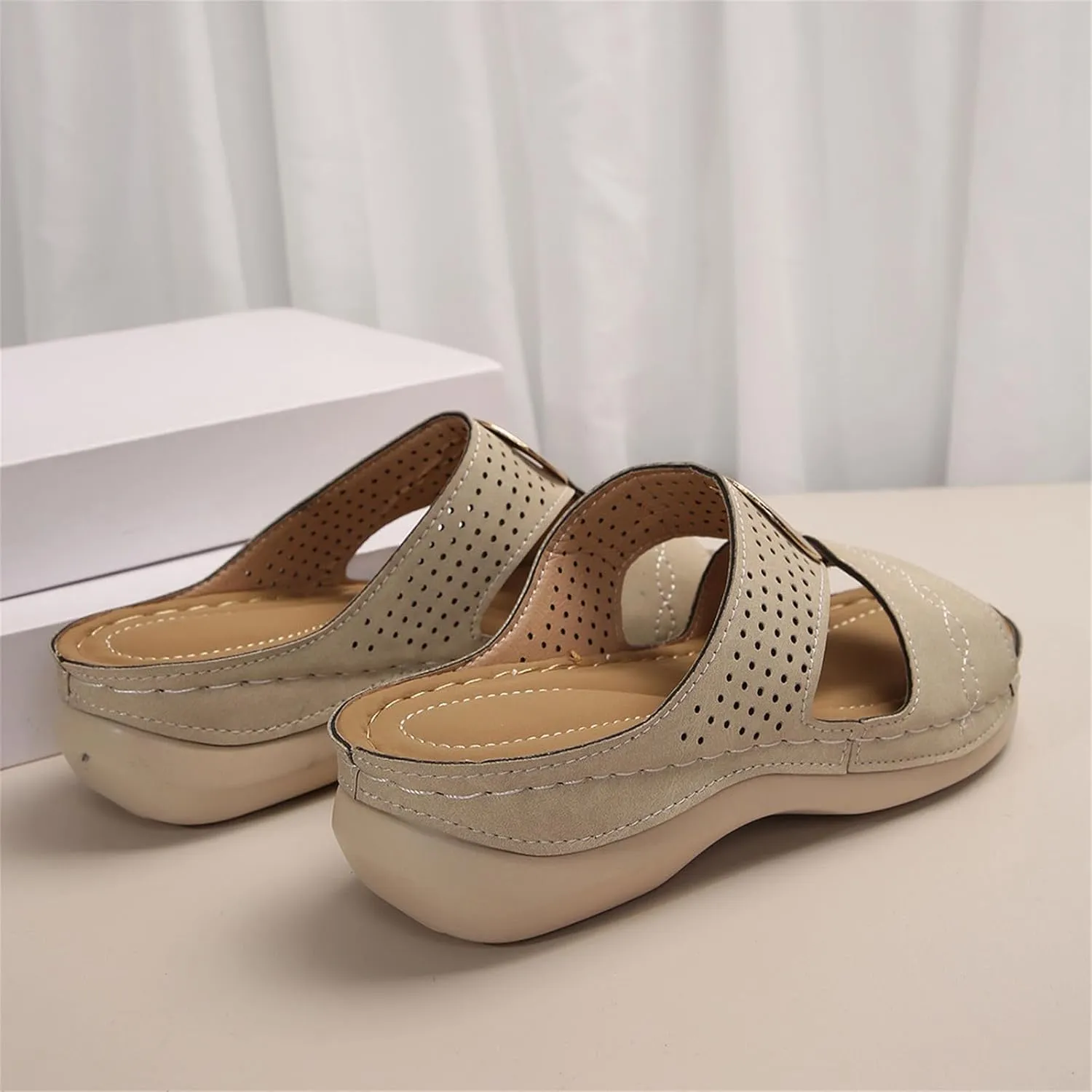 Women Cute Fashion Flower Bohemian Non-Slip Orthopedic Sandals Open Toe Platform Slides Dressy Summer Casual