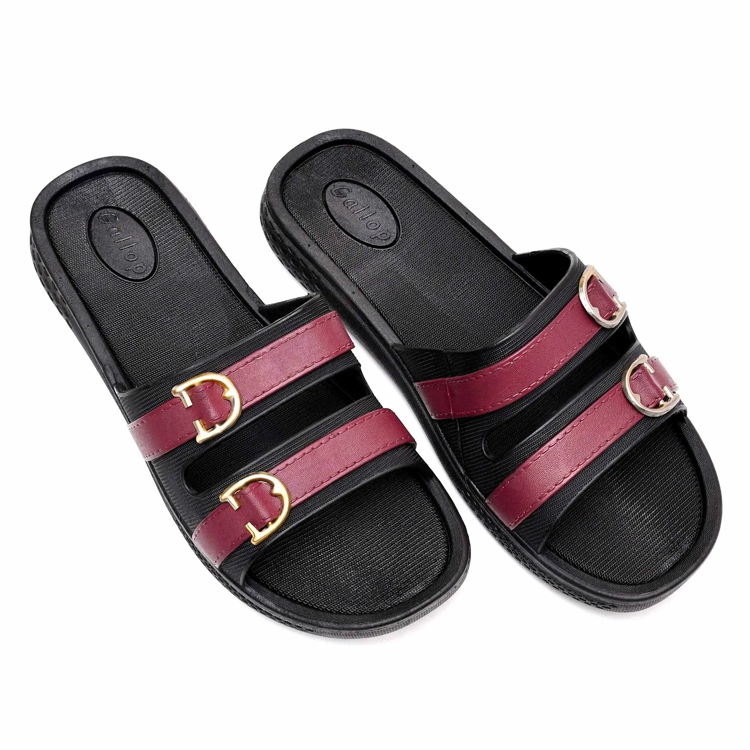 Women Double Buckled Slides