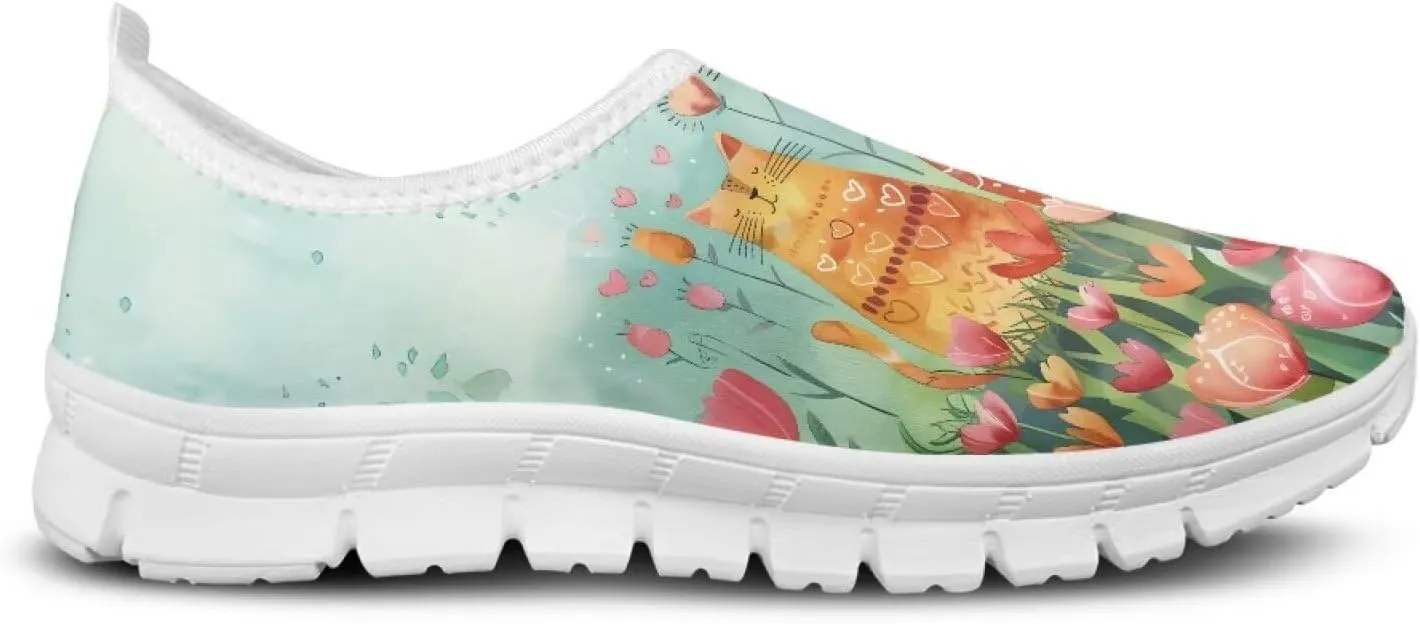 Women Fashion Slip On Sneakers Lightweight Walking Travel Outdoor Shoes for Ladies Slip On Mesh Loafers Flat Casual Shoes