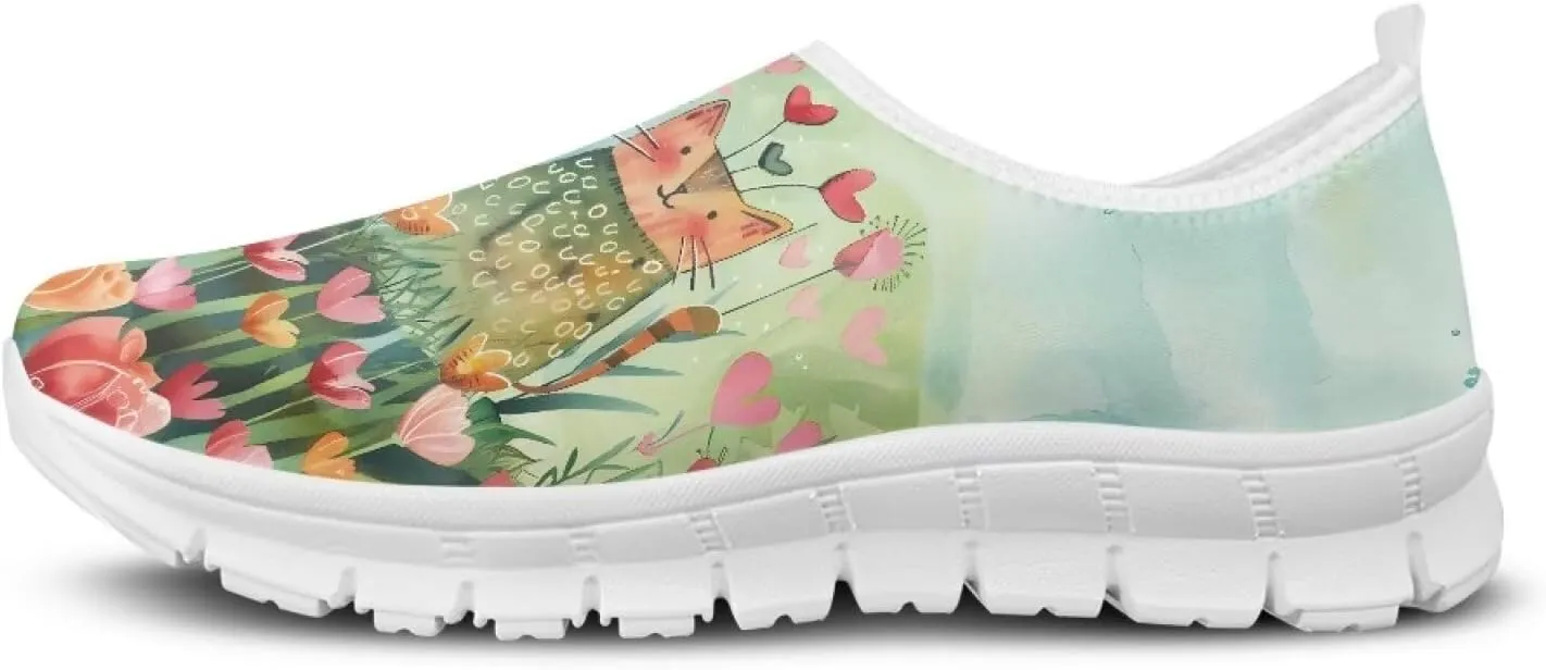 Women Fashion Slip On Sneakers Lightweight Walking Travel Outdoor Shoes for Ladies Slip On Mesh Loafers Flat Casual Shoes