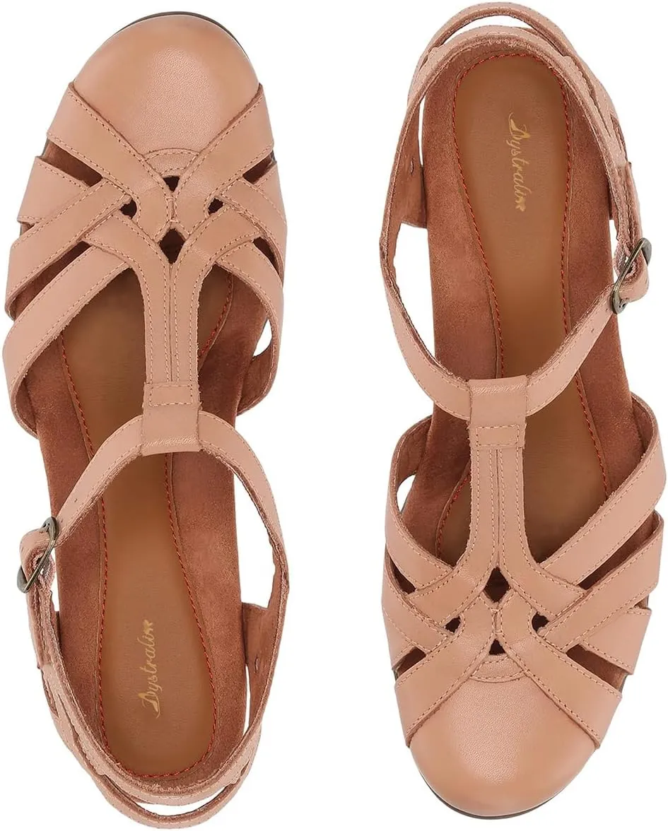 Women Vintage Low Heel Caged Sandals Round Closed Toe Ankle T-Strap Mary Jane Oxford Shoes Chunky Block Heels Cutout Strappy Sandals Buckle Hollowed Work Office Ladies Party Dance 4-11 M US