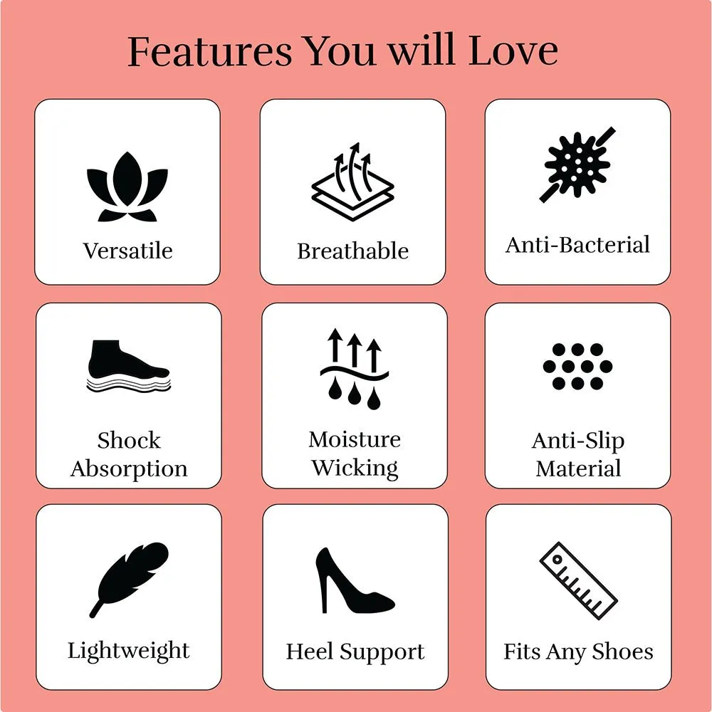 Women's All-Day Comfort Insoles Bundle -1: One Pair Full Length and One Pair of 3/4th Insole with 4 Flower-Shaped Cushion Insoles (FREE 4pcs Flower Spots and 1 Pair 3/4th Sole Spot Insole)