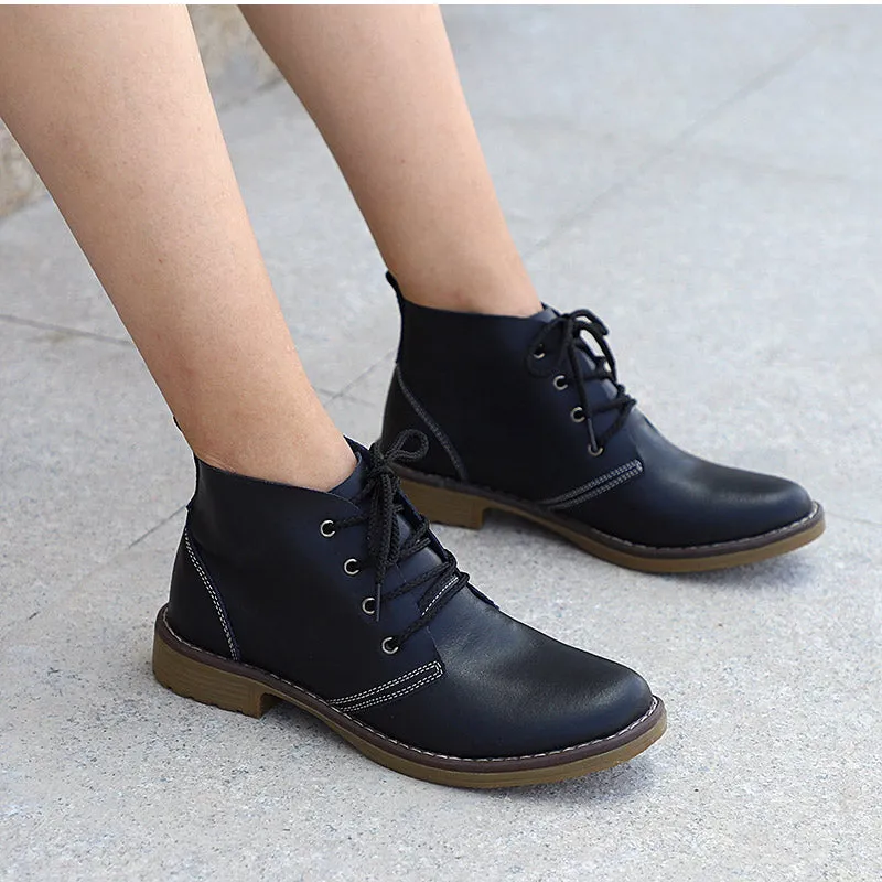 Women's Autumn Genuine Leather Motorcycle Boots