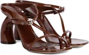 Women's Block Heel Mules Buckle Strappy Sandals Open Toe Slip-On High Heels Patent Leather Summer Dress Shoes For Party Wedding