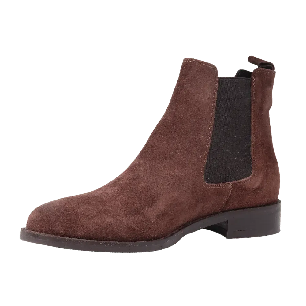 Women's Classic Chelsea Boot in Calf Leather Suede Ebano Dark Brown- GC2030
