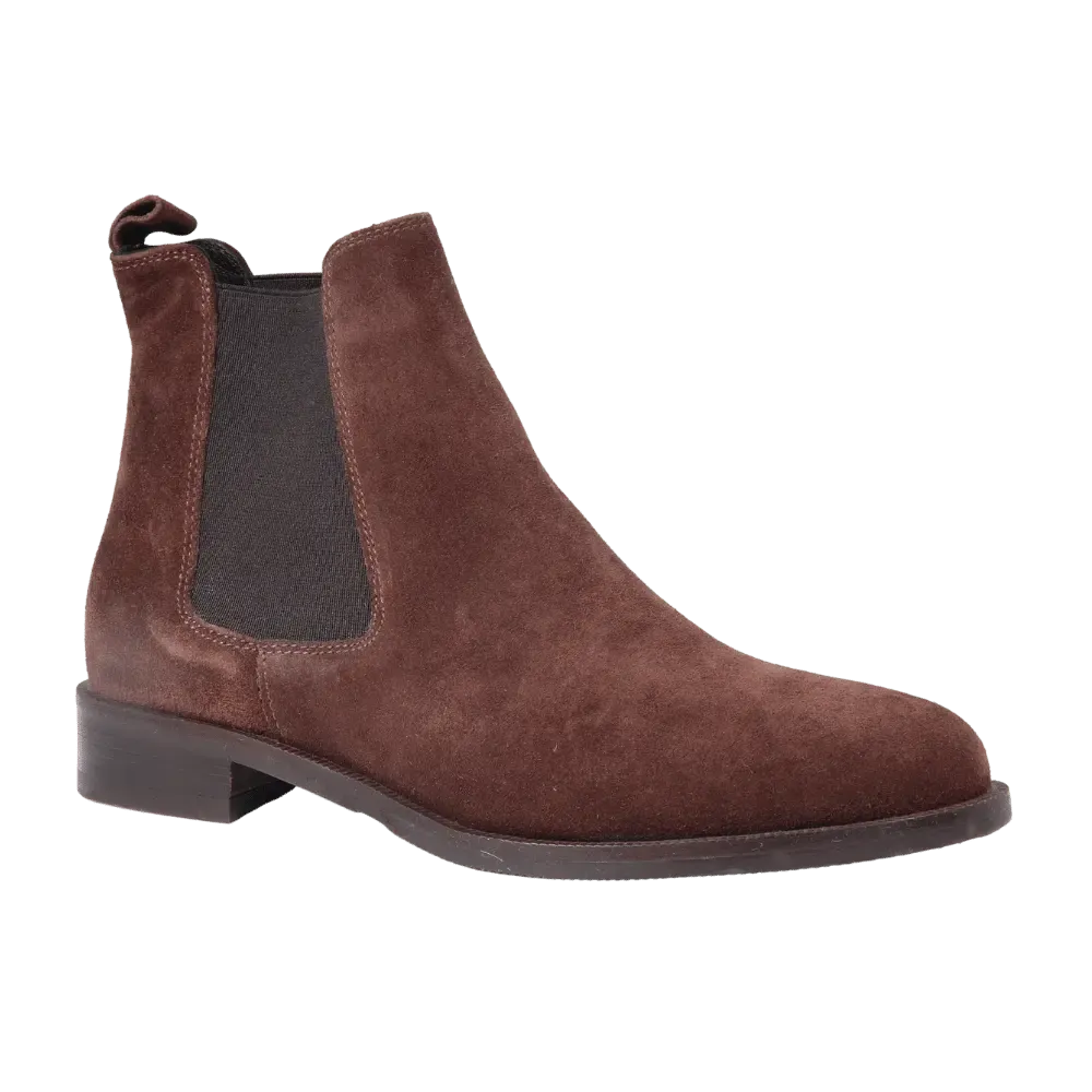Women's Classic Chelsea Boot in Calf Leather Suede Ebano Dark Brown- GC2030