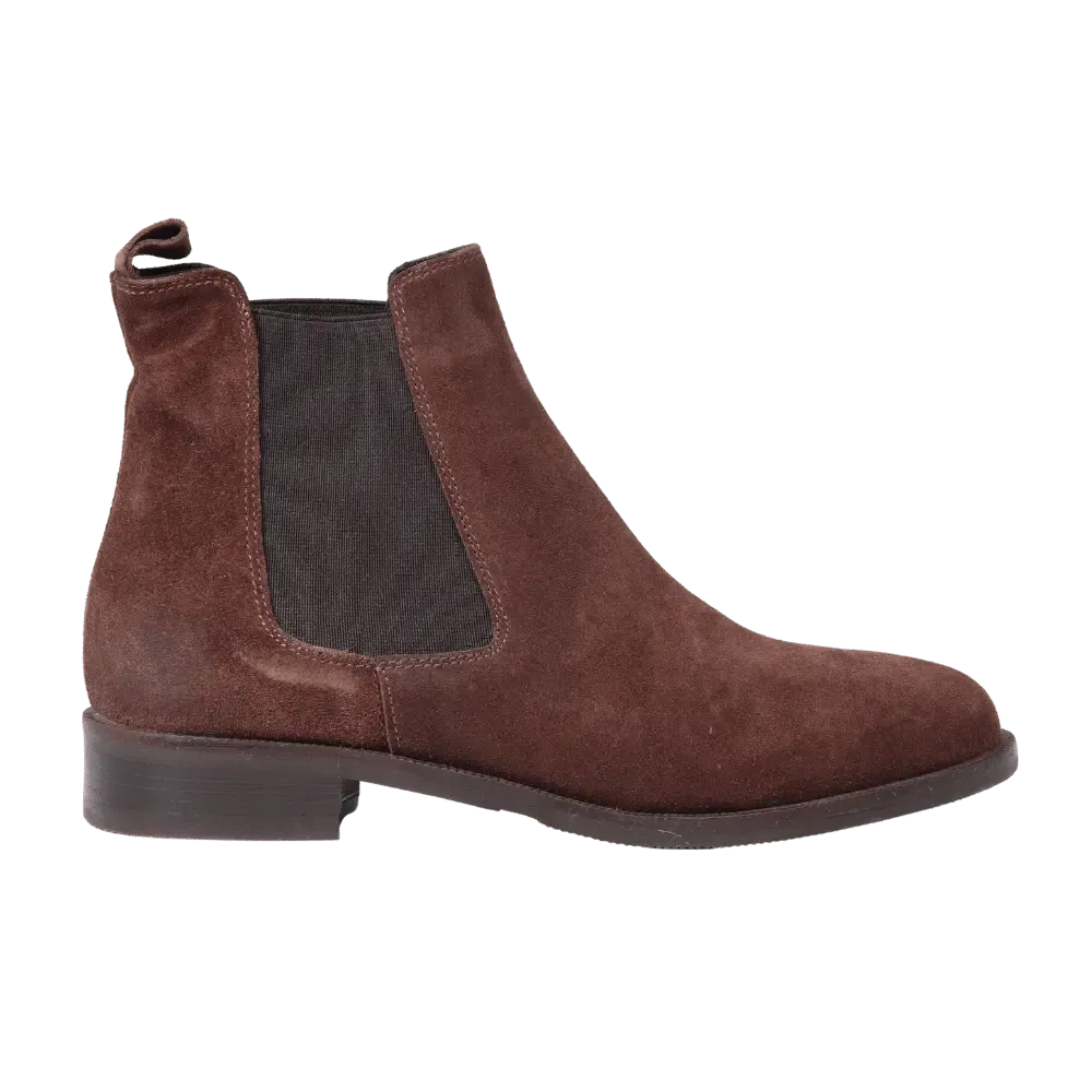 Women's Classic Chelsea Boot in Calf Leather Suede Ebano Dark Brown- GC2030