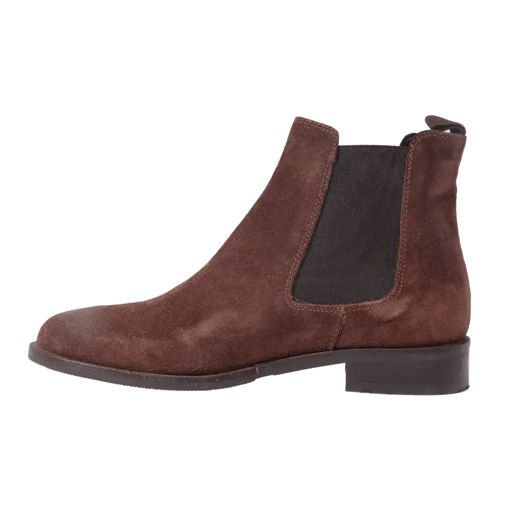Women's Classic Chelsea Boot in Calf Leather Suede Ebano Dark Brown- GC2030