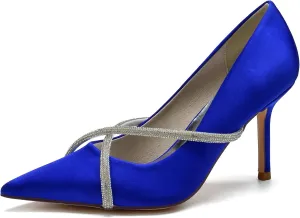 Women's Classic Closed Pointed Toe Stiletto High Heels Pumps Shoes for Party Evening Wedding,Royal Blue,10