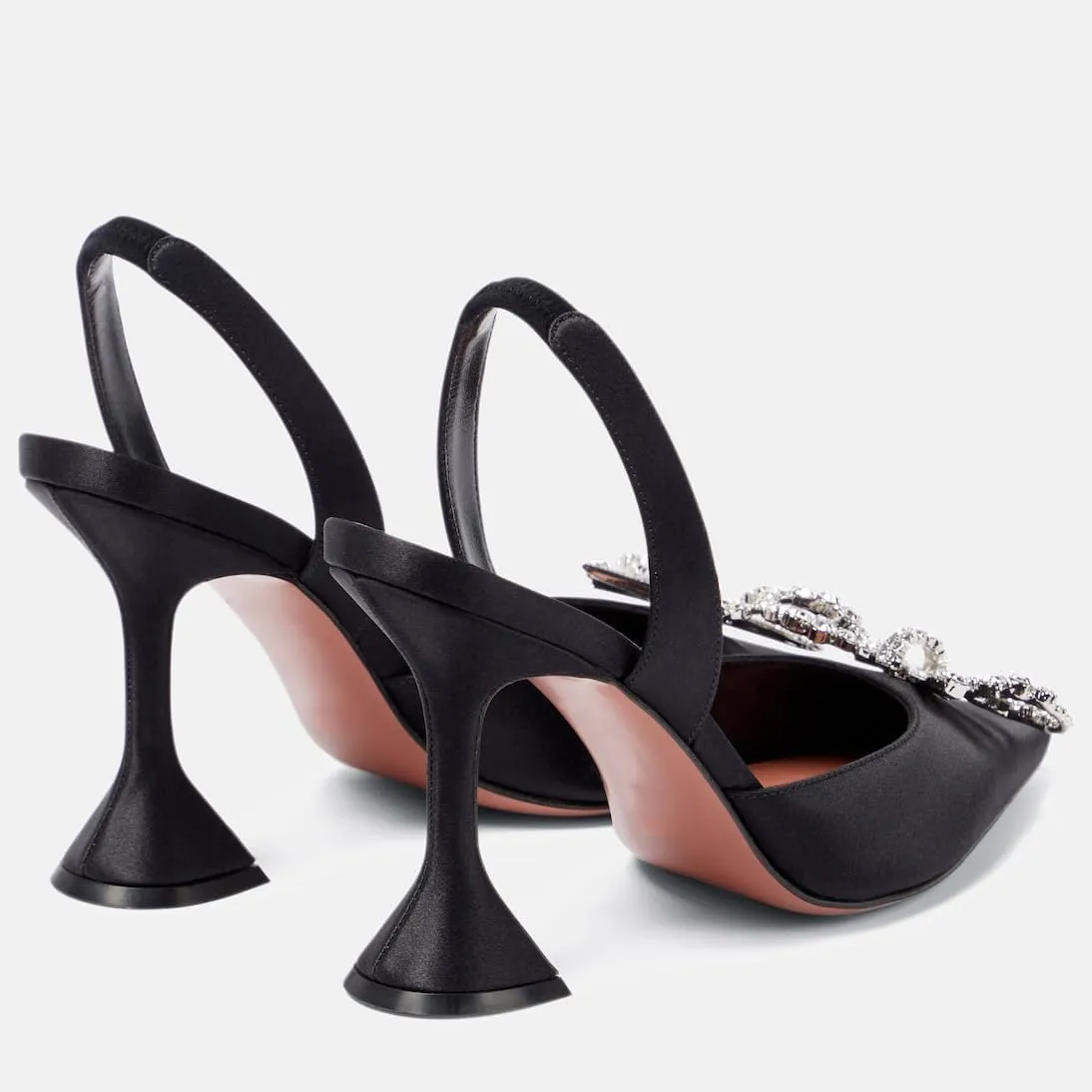 Women's Closed Toe Rhinstone Sandals Kitten Heel Slingback Clear Bowknots Pumps Adjustable Strap Pointed Toe Crystal Bow High Heels Wedding Bridal Prom Dress Shoes