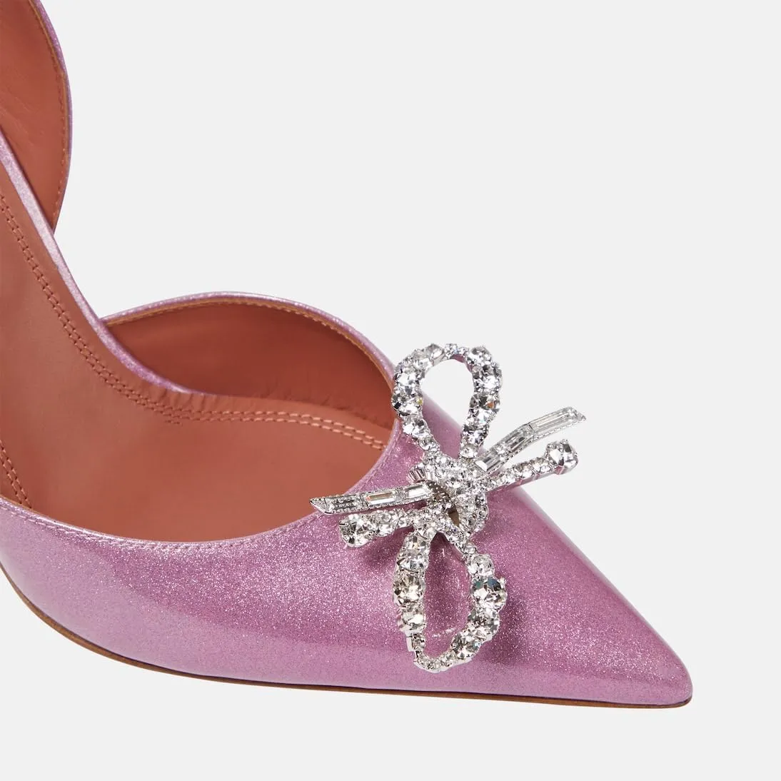 Women's Closed Toe Rhinstone Sandals Kitten Heel Slingback Clear Bowknots Pumps Adjustable Strap Pointed Toe Crystal Bow High Heels Wedding Bridal Prom Dress Shoes