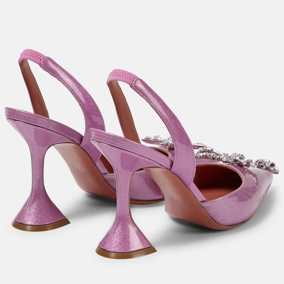 Women's Closed Toe Rhinstone Sandals Kitten Heel Slingback Clear Bowknots Pumps Adjustable Strap Pointed Toe Crystal Bow High Heels Wedding Bridal Prom Dress Shoes
