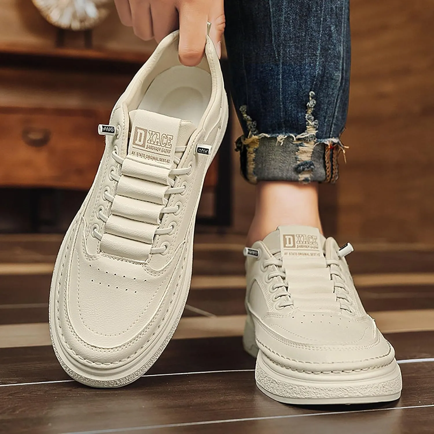 Women's Fashion Sneakers Casual Shoes with Platform Low Top Chunky Design Lace Up for Walking and Tennis
