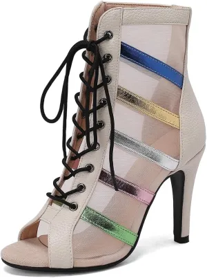 Women's Fashion Stilettos High Heels Heeled Sandals Peep Toe Lace Up Sexy Dance Dressy Ankle Booties