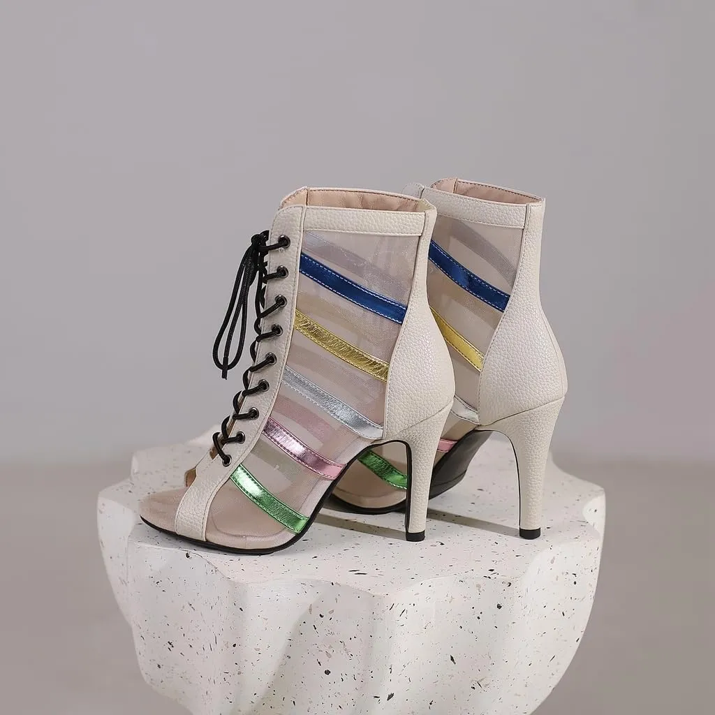 Women's Fashion Stilettos High Heels Heeled Sandals Peep Toe Lace Up Sexy Dance Dressy Ankle Booties