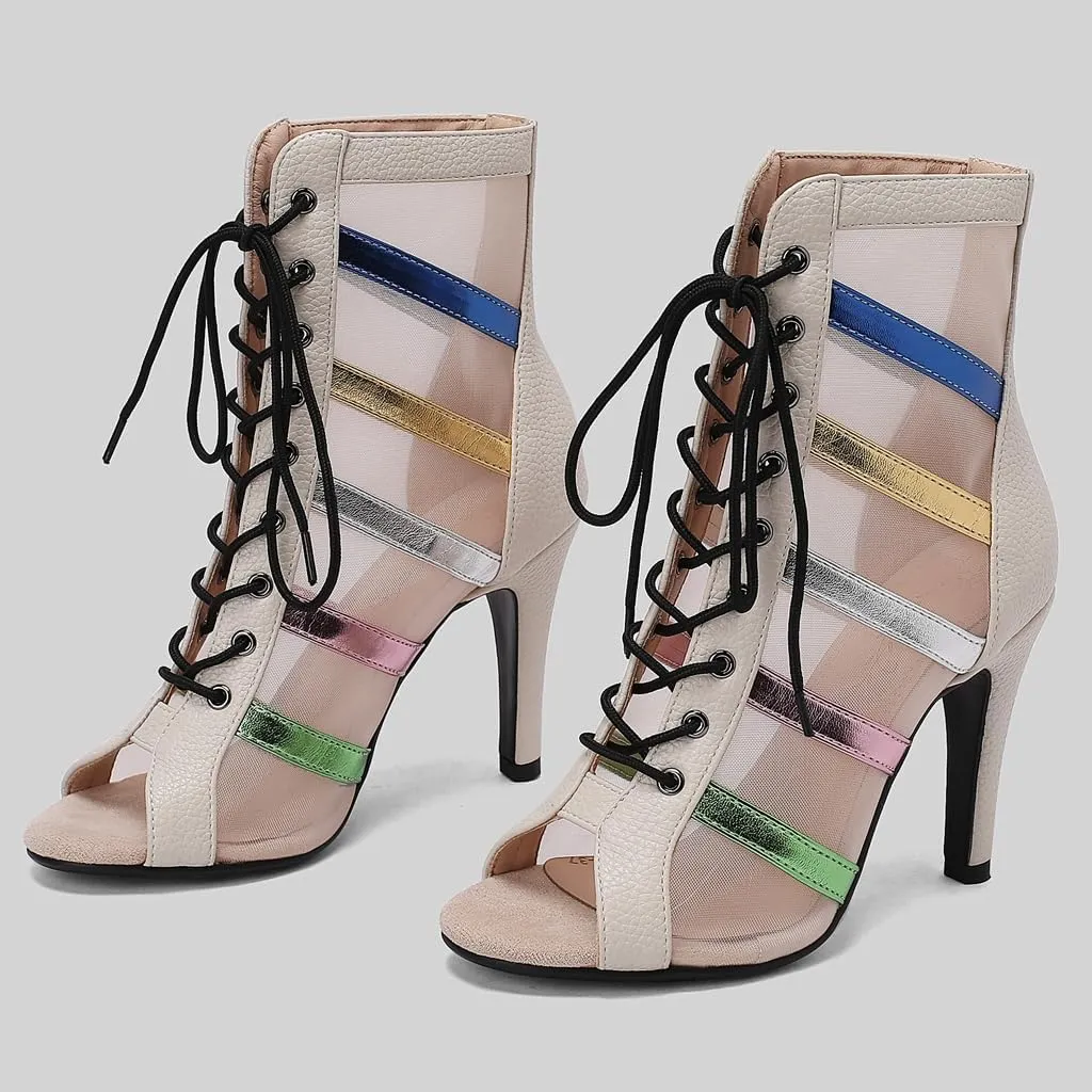 Women's Fashion Stilettos High Heels Heeled Sandals Peep Toe Lace Up Sexy Dance Dressy Ankle Booties