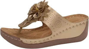 Womens Flip Flops 2025 Boho Open Toe Orthopedic Sandals Flowers Arch Support Wide Width Platform Wedge Sandals Comfortable Slipper