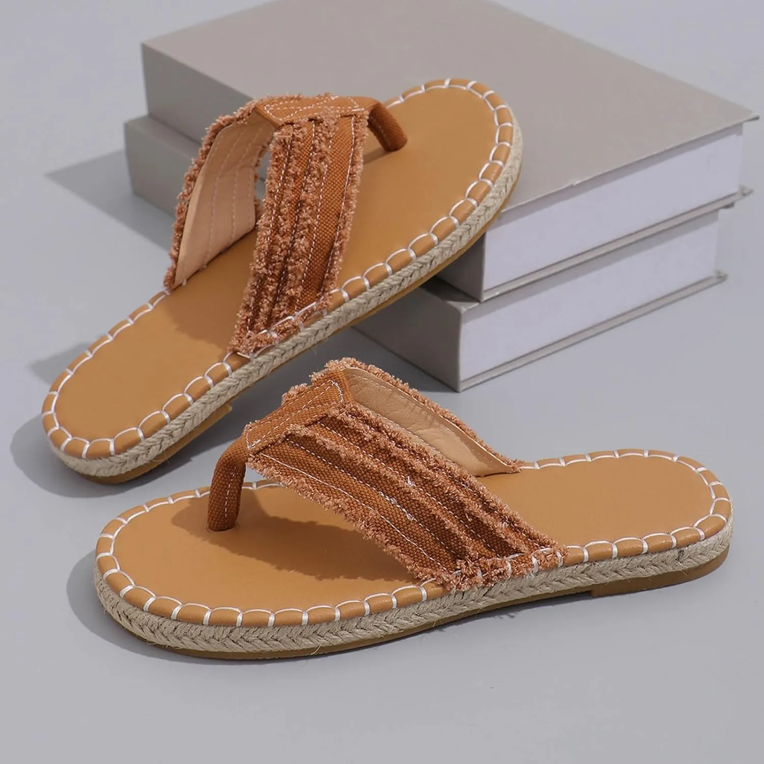 Womens Flip Flops Wide Width Open Toe Slip On Slide Flats Sandal Summer Beach Slippers Comfortable Casual Walking Fashion Flat Slipper