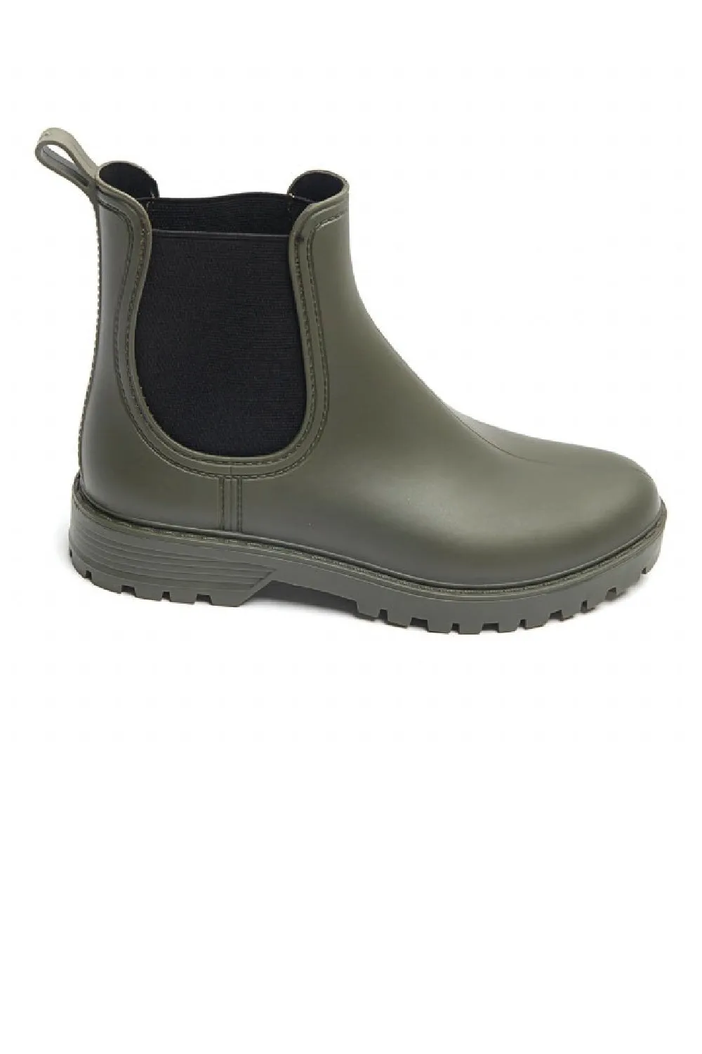 WOMENS GREEN SLIP ON RAIN BOOTS SHOES