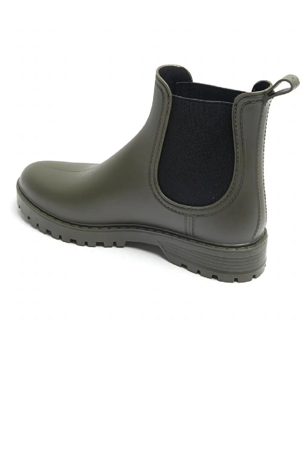 WOMENS GREEN SLIP ON RAIN BOOTS SHOES