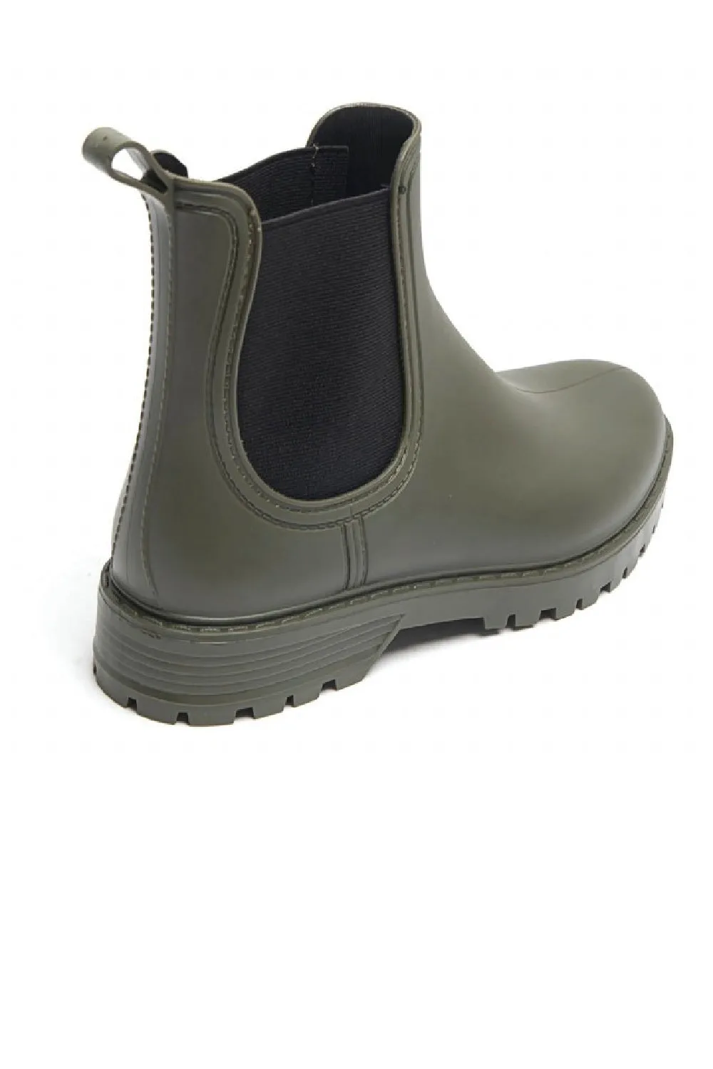 WOMENS GREEN SLIP ON RAIN BOOTS SHOES