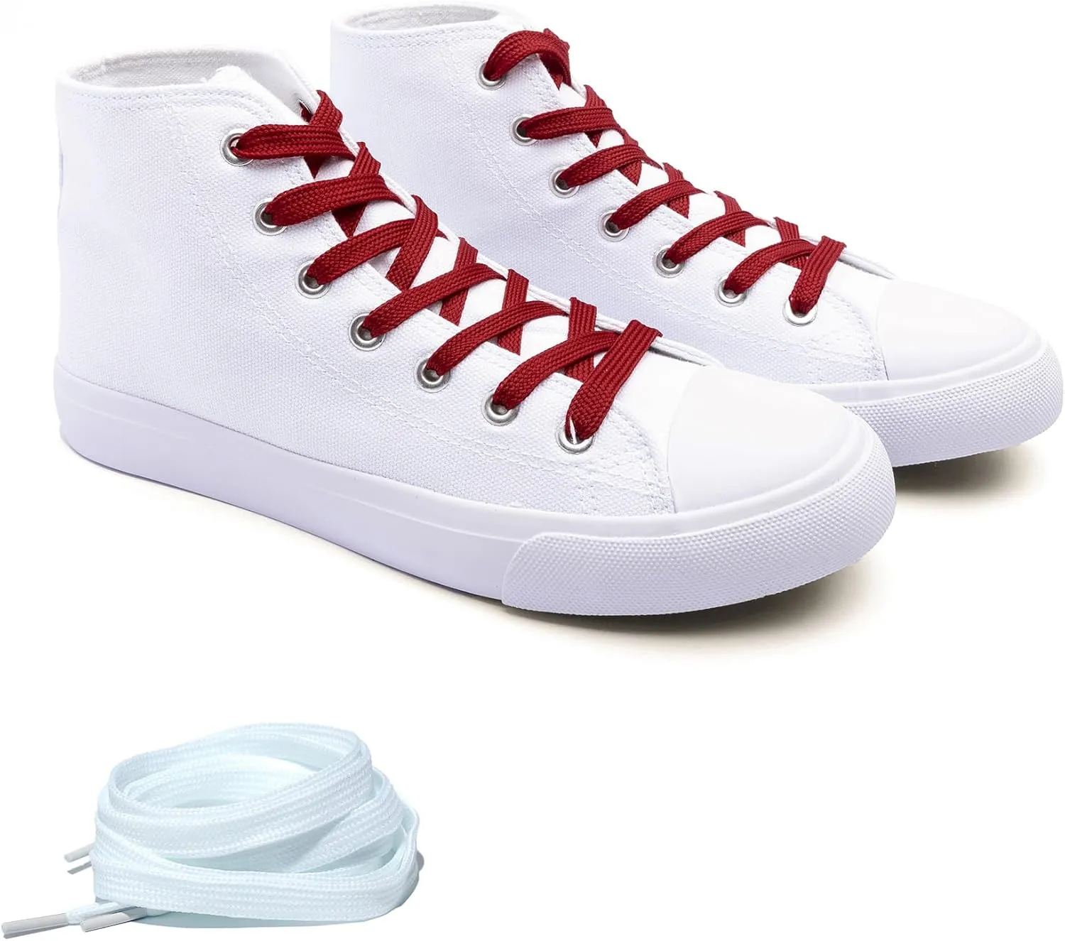 Women's High-Top Canvas Sneakers  Classic Lace-Up Casual Shoes with Extra Shoelaces  Comfortable, Stylish, and Durable