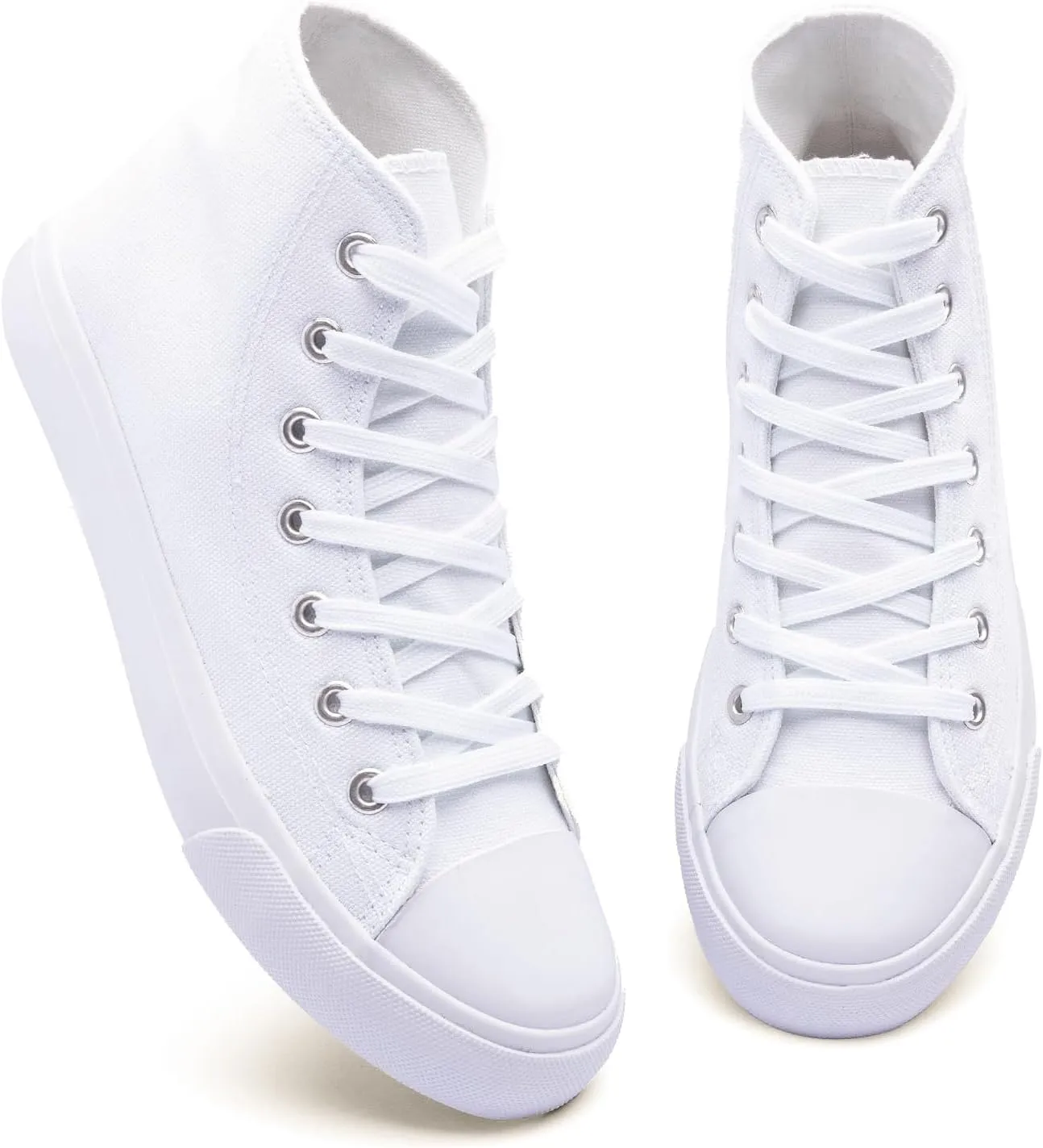 Women's High-Top Canvas Sneakers  Classic Lace-Up Casual Shoes with Extra Shoelaces  Comfortable, Stylish, and Durable