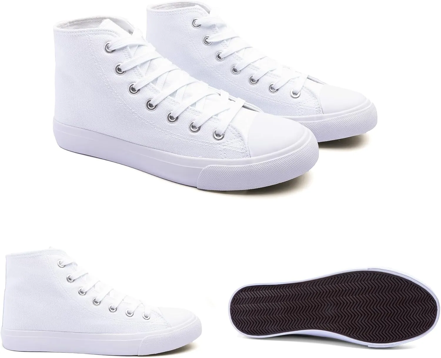 Women's High-Top Canvas Sneakers  Classic Lace-Up Casual Shoes with Extra Shoelaces  Comfortable, Stylish, and Durable