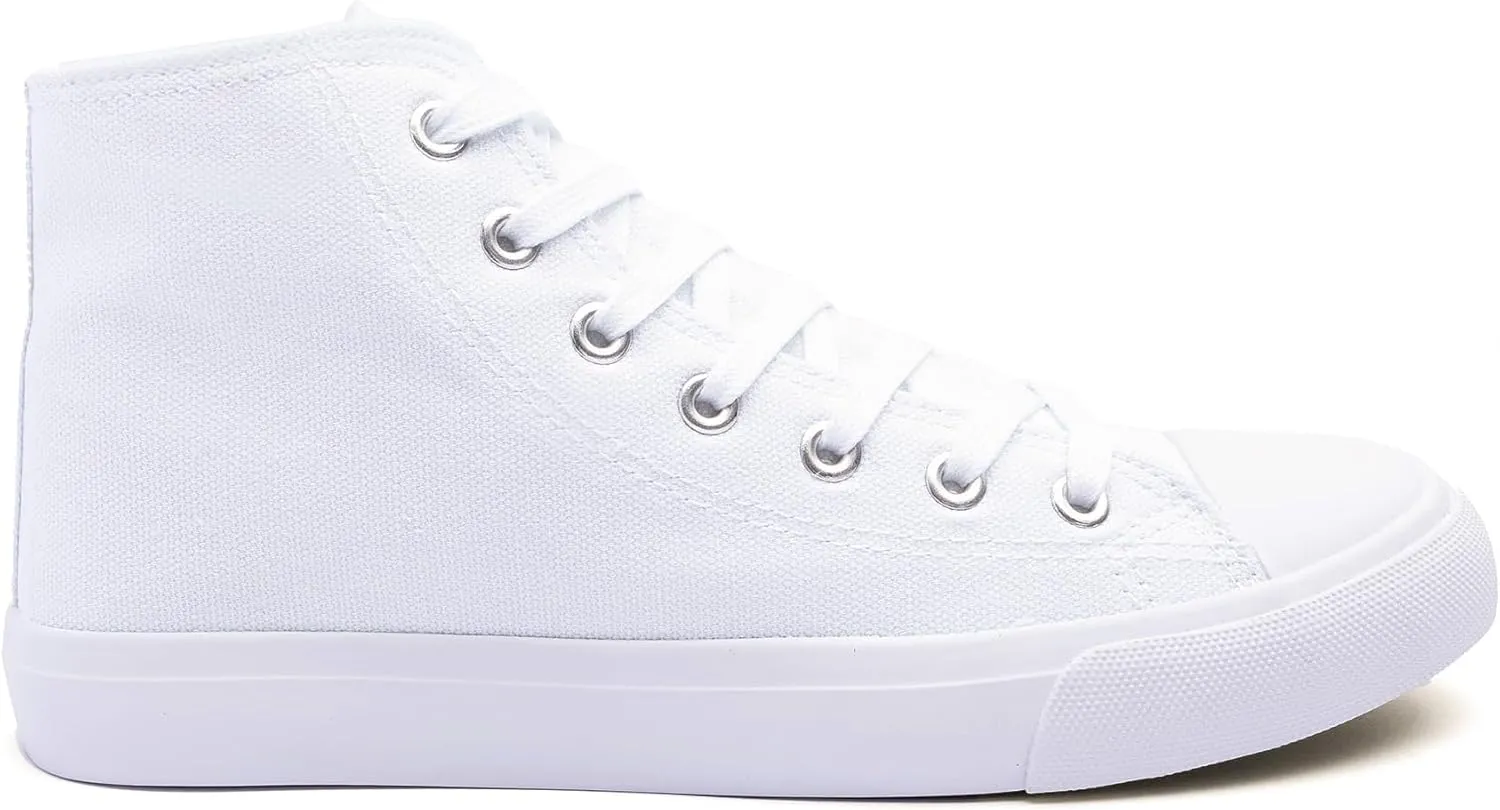 Women's High-Top Canvas Sneakers  Classic Lace-Up Casual Shoes with Extra Shoelaces  Comfortable, Stylish, and Durable