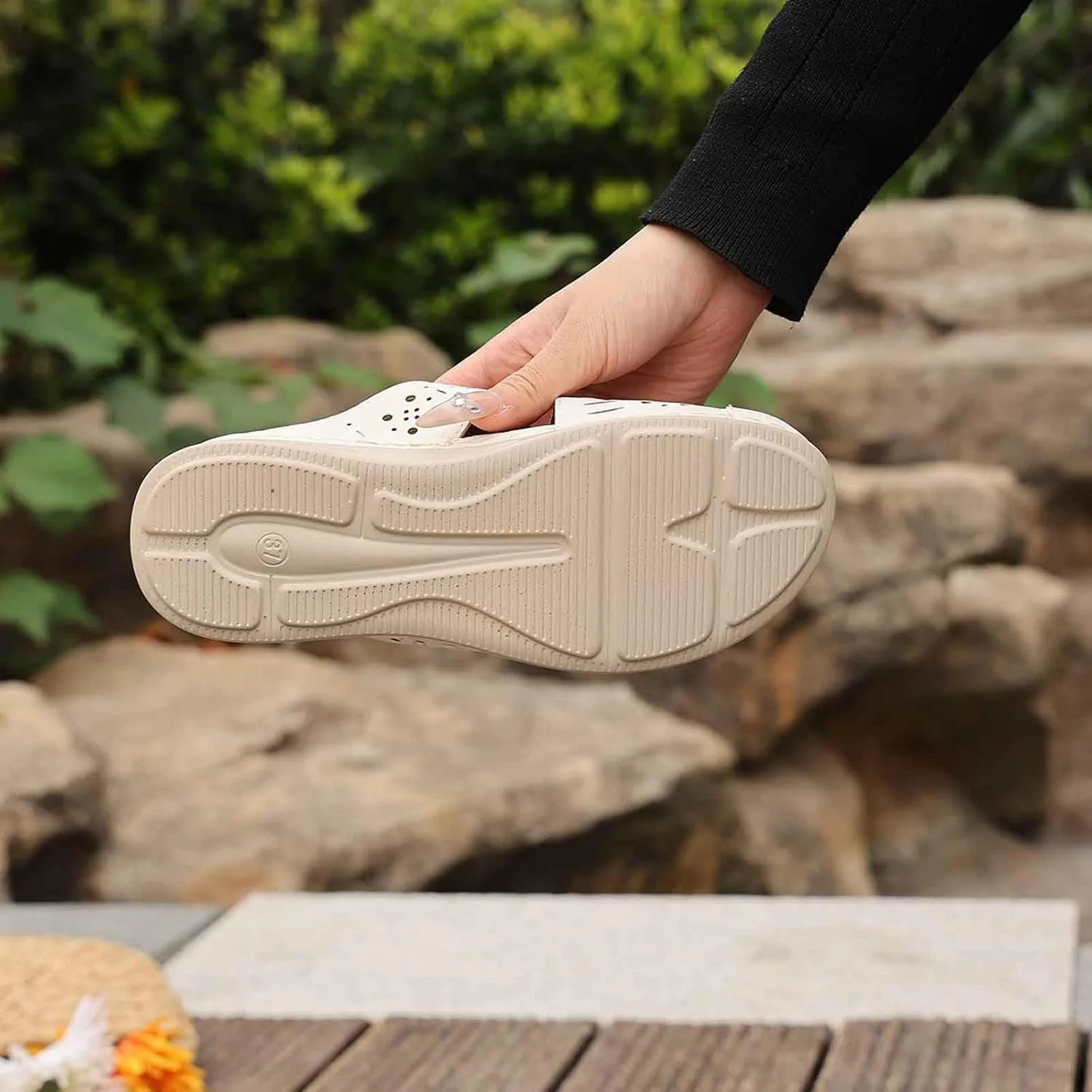 Women's Leather Wedge Sandals 2025 Solid Color Open-Toe Summer Shoes Lightweight Walking Sandals with Cushion for Office Date Outdoor Sandal