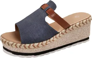 Womens Orthopedic Arch Support Platform Wedge Sandals Flat Open Toe Casual Low Heel Slip on Sandals Beach Dress Comfortable Outdoor Shoes