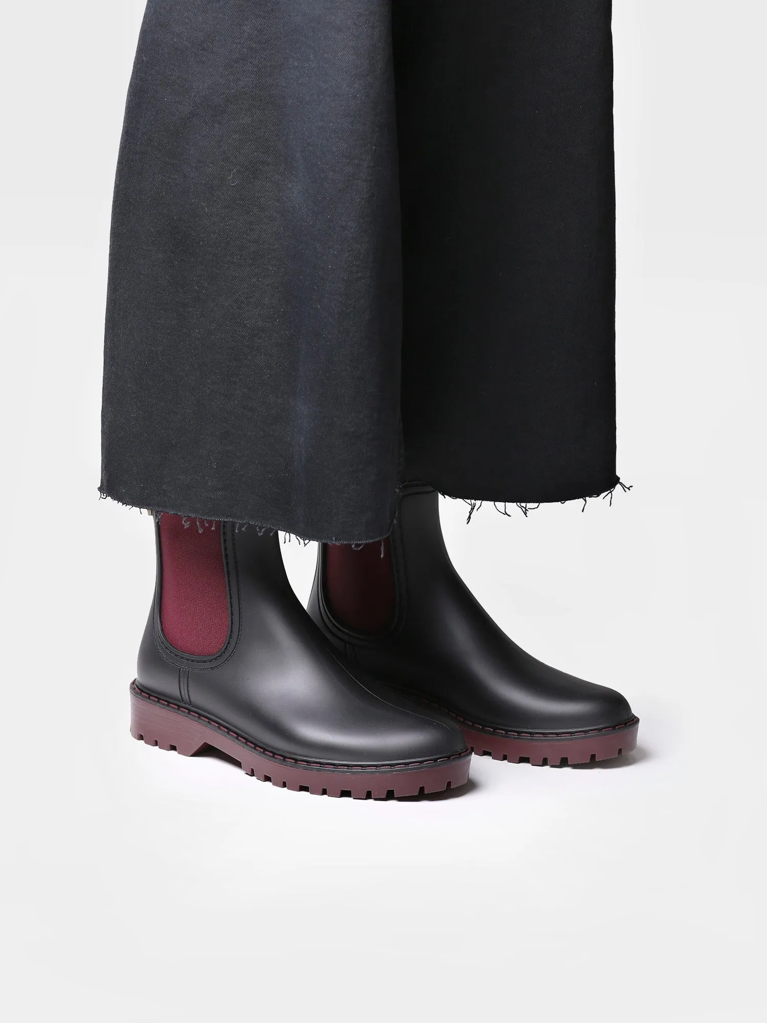 Women's rain Ankle boot in Burgundy - CAVOUR