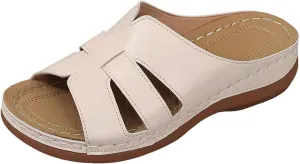 Womens Sandals Wedge Comfortable Platform Orthopedic Wedge Sandals with Arch Support Slip On Open Toe Slippers Slides Casual Summer Dressy Walking Beach Slippers Hollow Out Shoes