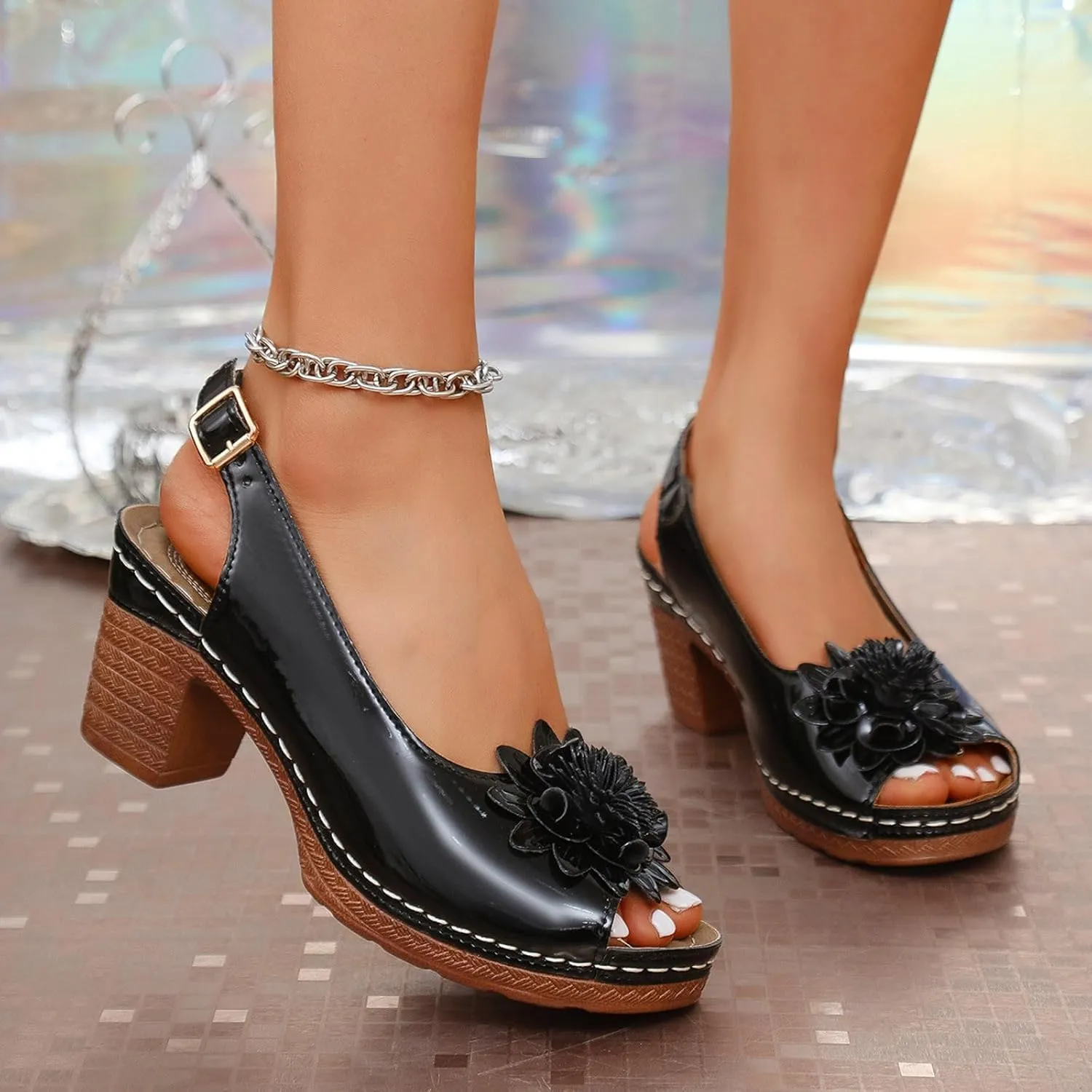 Womens Sandals Wedge Sandal Comfortable Flower Sandals Open Toe Casual Dressy Sandal Ladies Summer Shoes 2025