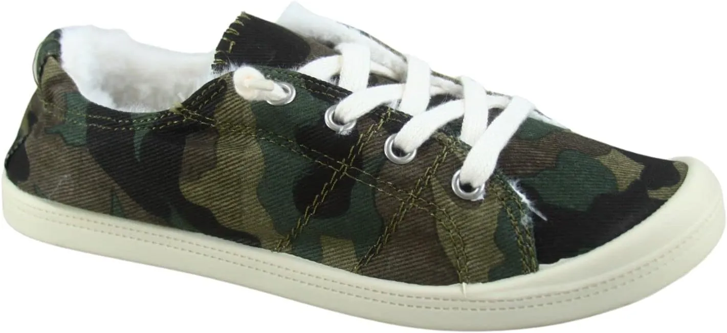Women’s Slip-On Sneaker Fashion Low Top Casual Shoes Lace up Classic Walking Shoes