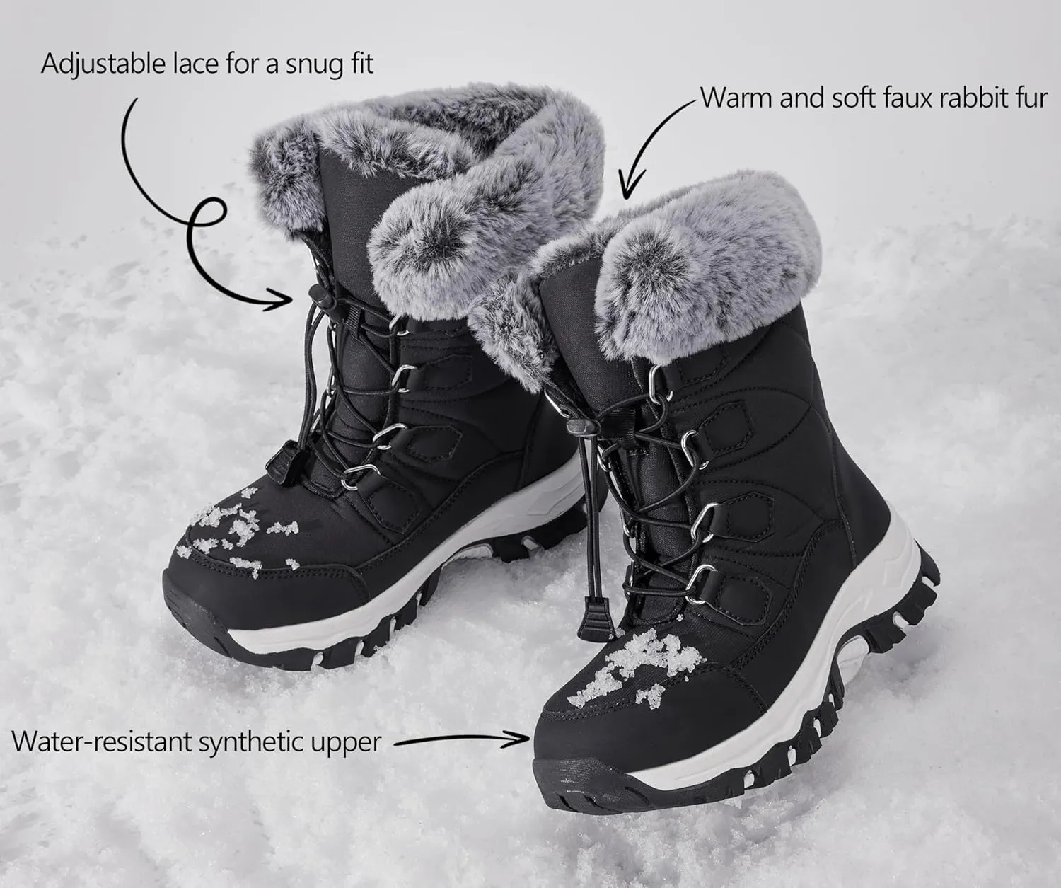 Women's Snow Boots Winter Warm Fur Lined Water-Resistant Outdoor Anti-Slip Boot