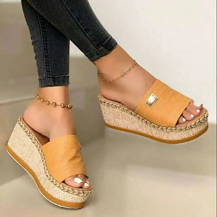 Women’s Wedge Heel Sandals with Wide Strap