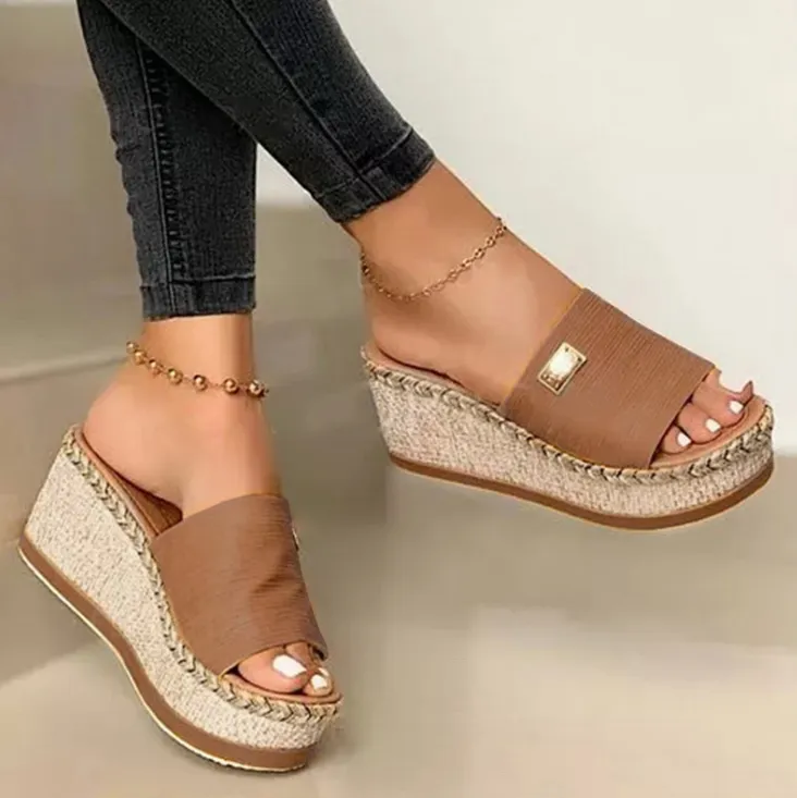 Women’s Wedge Heel Sandals with Wide Strap