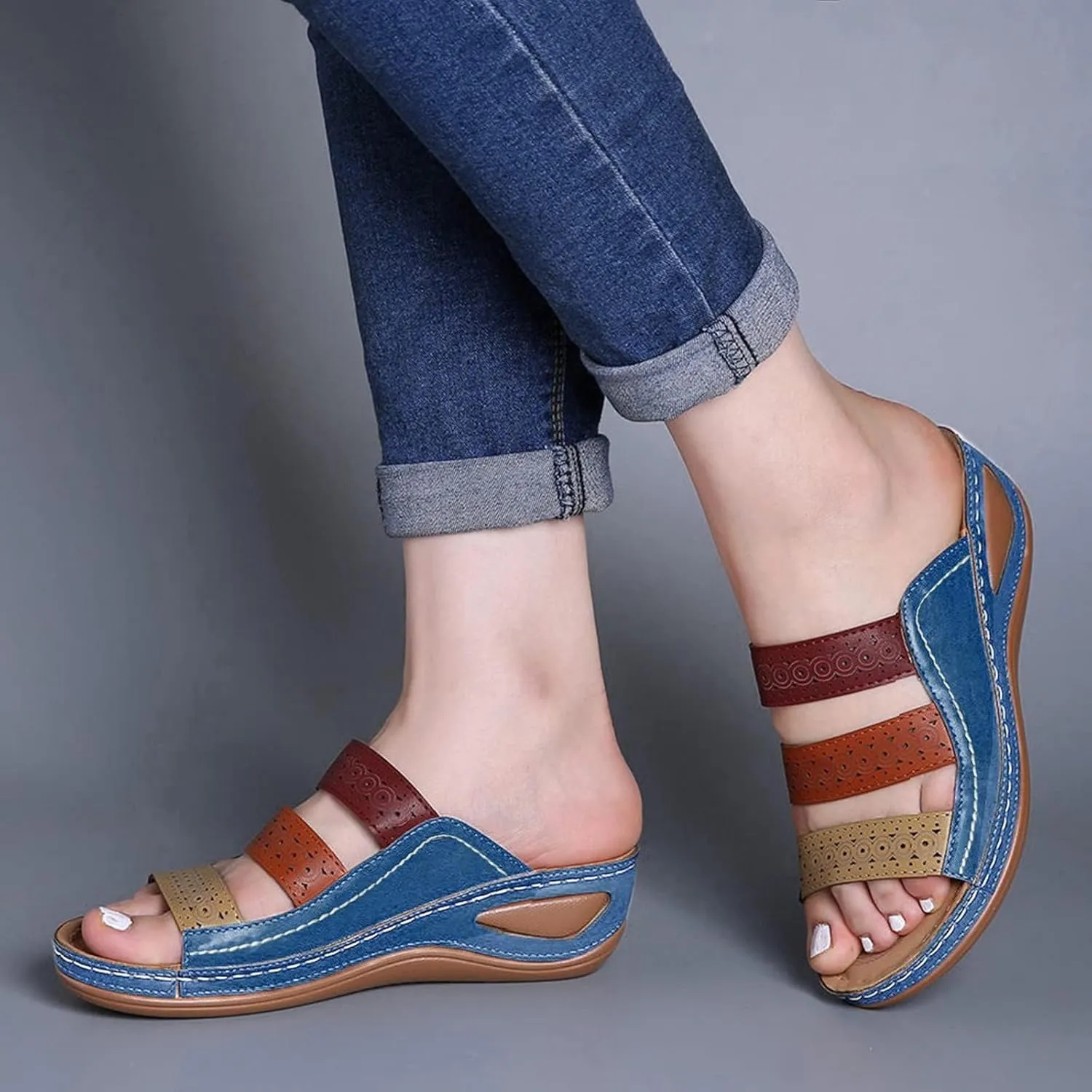 Womens Wedge Sandals 2025 Summer Orthopedic Wedge Sandals for Women Open Toe Ankle Strap Platform Sandal Platform Sandal Shoes 2025