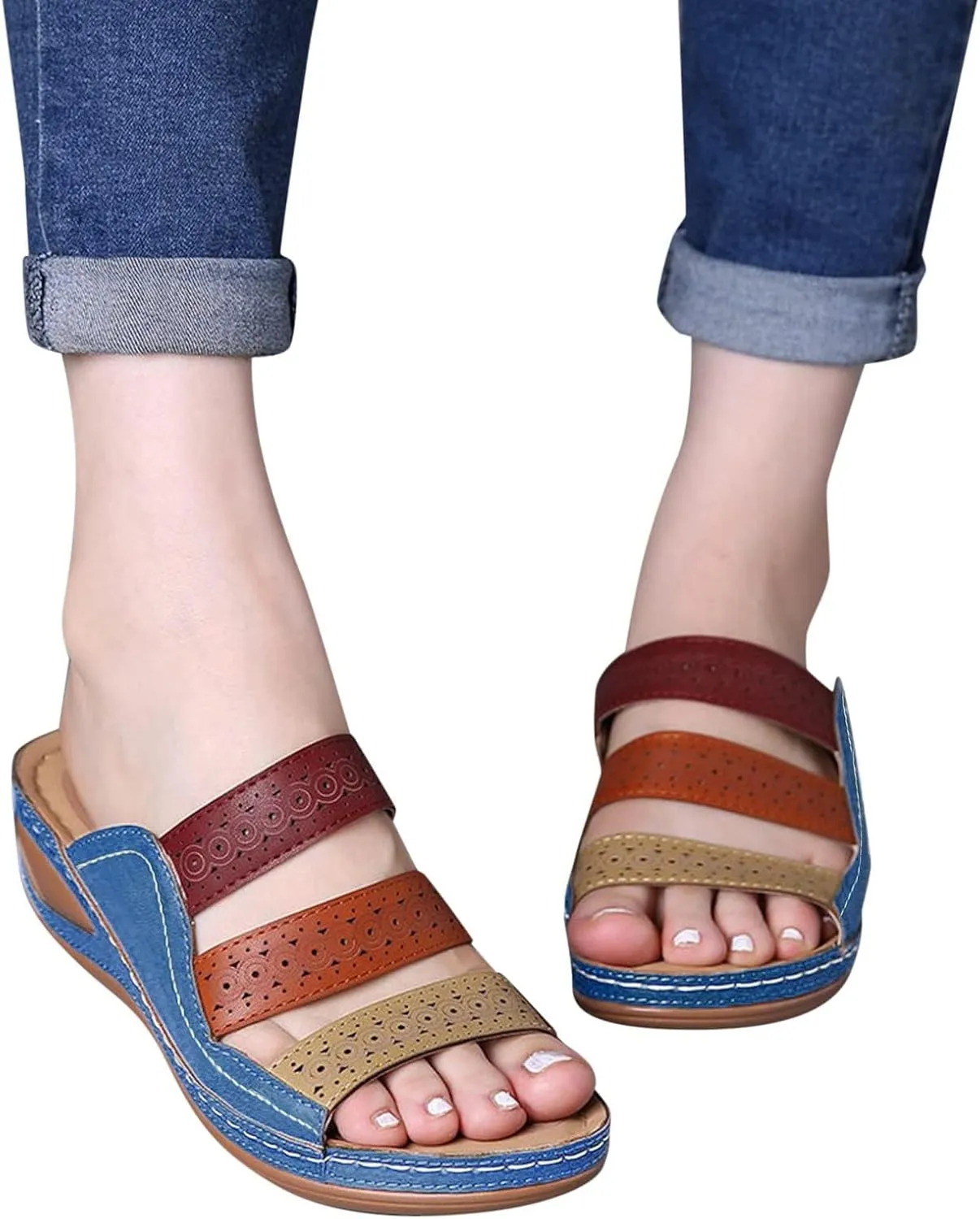 Womens Wedge Sandals 2025 Summer Orthopedic Wedge Sandals for Women Open Toe Ankle Strap Platform Sandal Platform Sandal Shoes 2025
