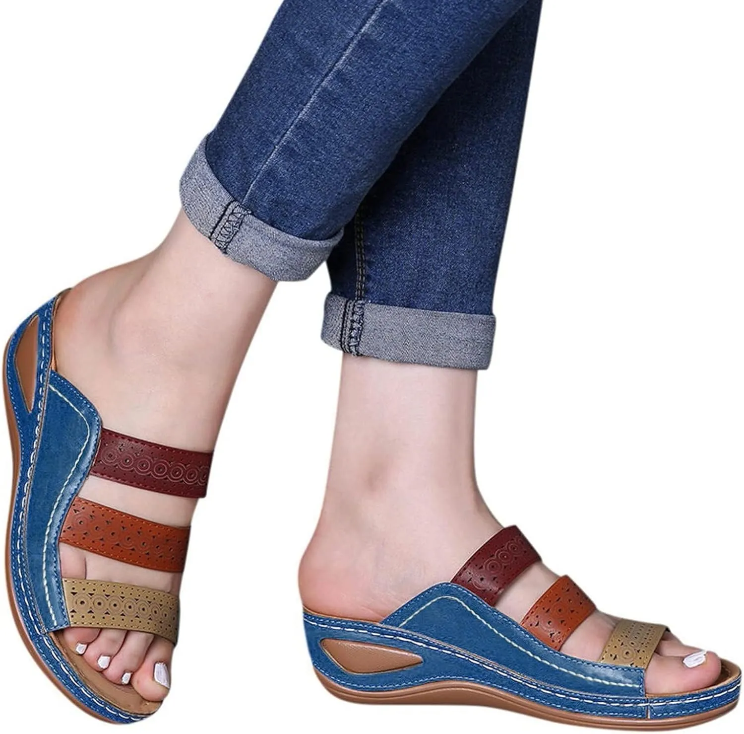 Womens Wedge Sandals 2025 Summer Orthopedic Wedge Sandals for Women Open Toe Ankle Strap Platform Sandal Platform Sandal Shoes 2025