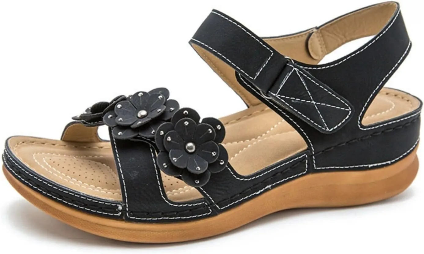 Womens Wedge Sandals Comfortable Dressy Arch Support Ankle Strap Sandals Summer Open Toe Wedge Sandal Casual Bohemian Shoes