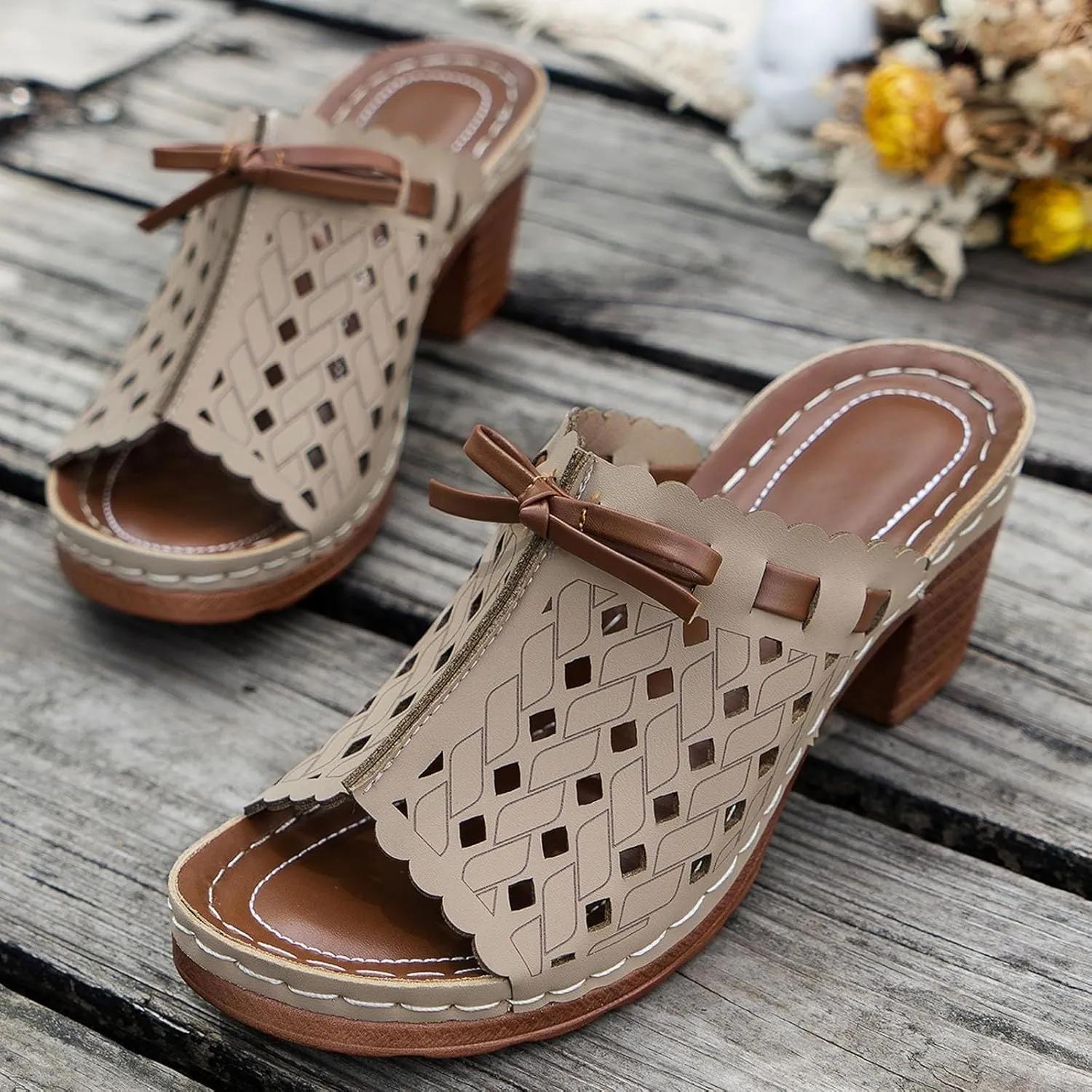 Womens Wedge Slippers with Arch Support Open Toe Hollow Out Platform Sandals Comfortable Dressy Arch Support Low Heel Breathable Shoes